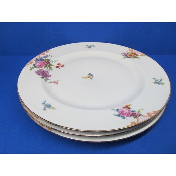 Epaig Czechoslovakia Pattern #6376 Floral Set Of Three 10 1/4" Dinner Plates - Picture 10 of 16